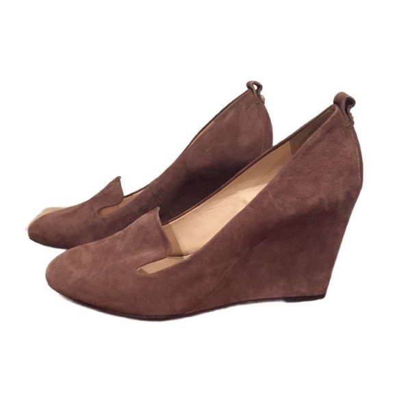 Vince Camuto Fadi Wedge Heels - Taupe Suede Leather, Size 9 - Picture 1 of 3